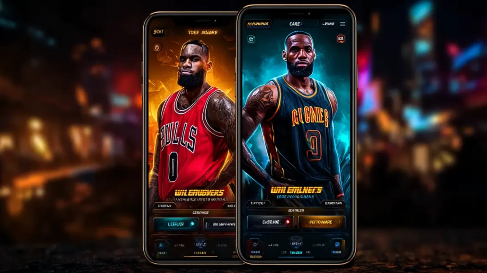 Mulher com óculos de sol segurando um smartphone que exibe as palavras SPORT BONUS em uma tela de aplicativo de apostas esportivas, com um homem ao fundo