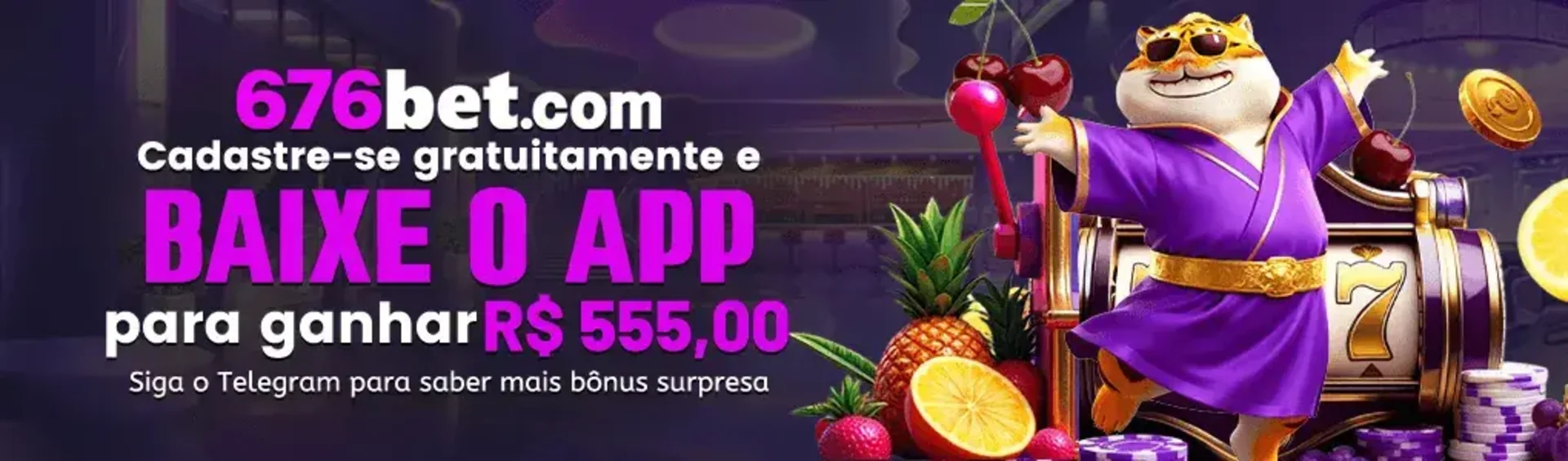 Banner promocional da 676bet oferecendo um bônus de R555,00